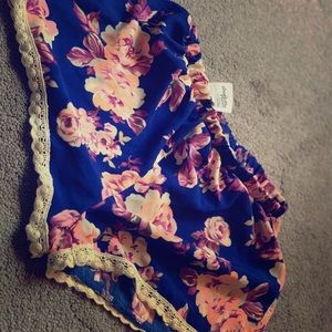 Floral Dark Blue Shorts
